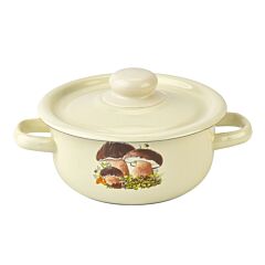 Mushrooms Cylindrical Enamel Pot 1.6-qt