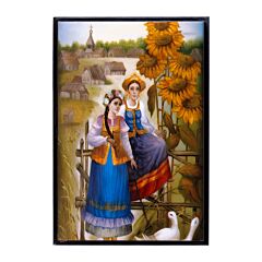 Wooden Jewelry Trinket Box Girls with Sunflowers