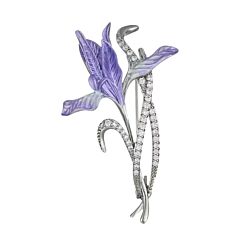 Orchid Flower Rhinestone Brooch in Gift Box