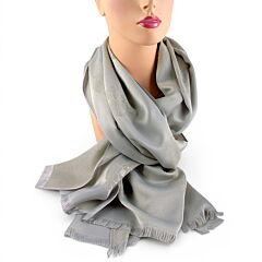 Double-Sided Silk Feeling Shawl Glittery Silver Pattern