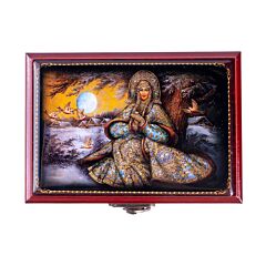 Wooden Jewelry Trinket Box with Mirror Snow Maiden