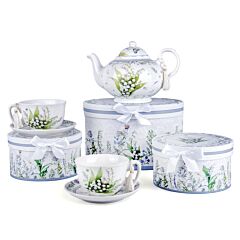 Lily of the Valley New Bone China Tea Set for 2 pers. in Gift Box
