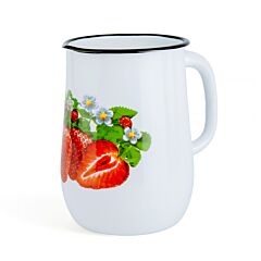 Vintage Style Steel Enamelware Strawberry Jug Pitcher