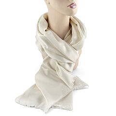 Double-Sided Silk Feeling Shawl Glittery White Pattern