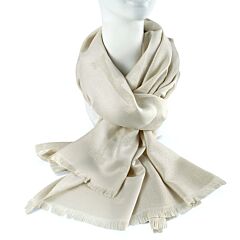 Double-Sided Silk Feeling Shawl Glittery Creme Pattern