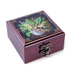 Wooden Jewelry Trinket Box with Mirror Lily of the Valley