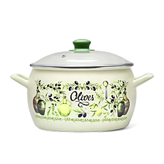 Olives Enamel Casserole with Glass Lid
