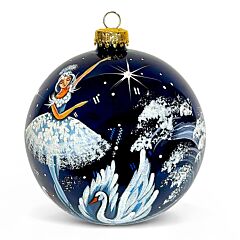 Collectible Hand-Painted Glass Ornament – Swan Lake | Premium 360° Holiday Design