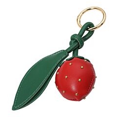 Leather Red Strawberry Keychain