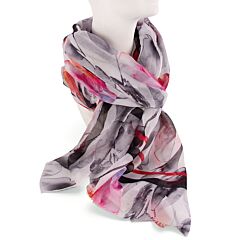 Double-Sided Shawl Black and Red Tulips