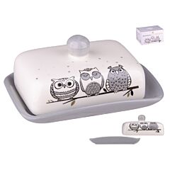 Owls Ceramic Butter Dish with Lid