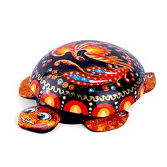 Turtle Jewelry Box with Firebird in Red