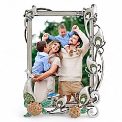 White Peacock Vintage Enamel Picture Frame 4x6"