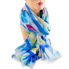 Double-Sided Shawl Blue Watercolor Tulips