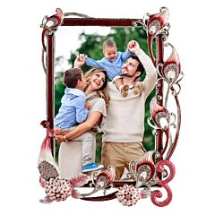Red Peacock Vintage Enamel Picture Frame 4x6"
