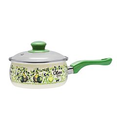 Olives Enamel Saucepan with Glass Lid