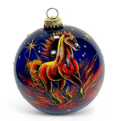 Collectible Hand-Painted Glass Ornament – Fire Horse | Premium 360° Holiday Design