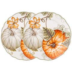 Pumpkins Porcelain Dessert Plate Set of 2