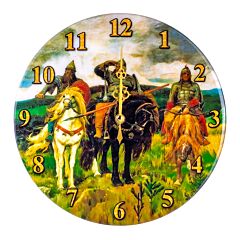 The Three Bogatyrs Round Handmade Wooden Wall Clock