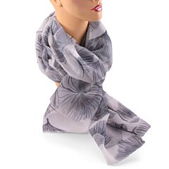 Double-Sided Shawl Gray Ginkgo Leaves
