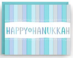 Hanukkah Cards- Happy Hanukkah Blue Stripe