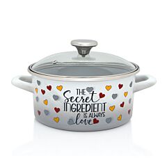 The Secret Ingredient Enamel Casserole Pot with Glass Lid