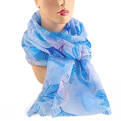 Double-Sided Shawl Blue Ginkgo Leaves