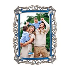 Vintage Royal Blue Picture Frame with Rhinestones