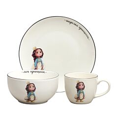 Kid's Porcelain Dinnerware Set of 3 Princess