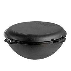 Cast Iron Asian Cauldron with Grill Pan Lid Kazan