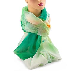 Double-Sided Shawl Green Watercolor Flowers