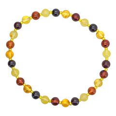 Multicolor Amber Round Small Stretch Bracelet