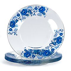 Gzhel Glass Dessert Plate Set of 4