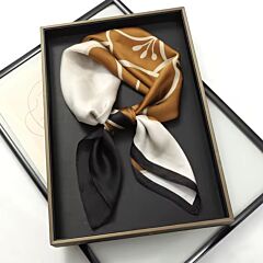 Silk Feeling Neckerchief Сappuccino Flowers