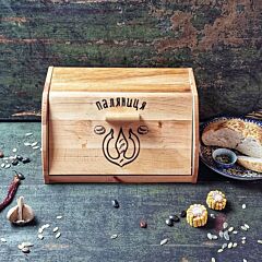 Wooden Bread Box with Cutting Board