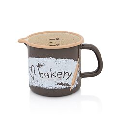 Love Bakery Enamel Mug with Pouring Spout and Measuring Scale