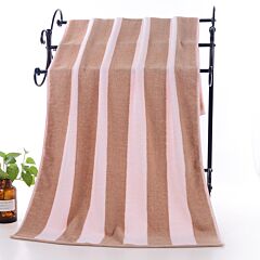 Striped Cotton Bath and Beach Terry Towel (beige, white)