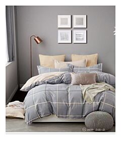 Сheckered Pattern Duvet Cover Set with 2 Pillowcases
