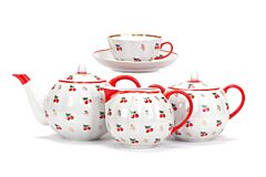 Calico Gold Rim Porcelain 15 pc. Tea Set for 6 persons