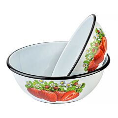 Strawberry Enamel Bowl Set of 2