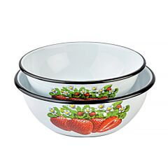 Strawberry Enamel Bowl Set of 2