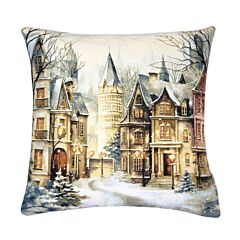 Frosted Winter Street Tapestry Pillow