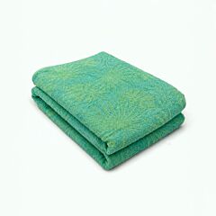 Jacquard Cotton Terry Throw Blanket in Green