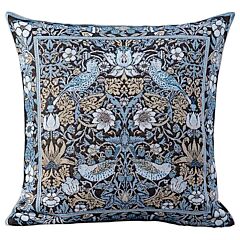 William Morris Blue Birds Pattern Tapestry Pillow