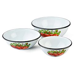 Strawberry Enamel Bowl Set of 3