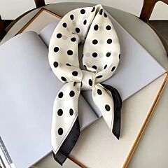 Silk Feeling Neckerchief Black and White Polka Dot