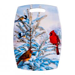 Wooden Cutting and Serving Board Birds in Winter