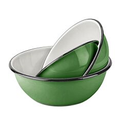 Green Grass Enamel Bowl Set of 3