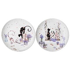 Lavender Cats Porcelain Dessert Plate Set of 2