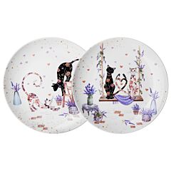 Lavender Cats Porcelain Dessert Plate Set of 2